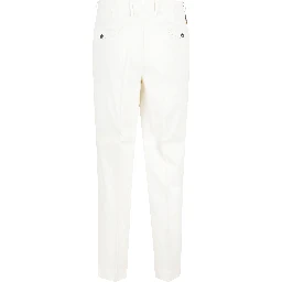 PANTALONE GABARDINA IN COTONE LINO STRETCH TINTA UNITA