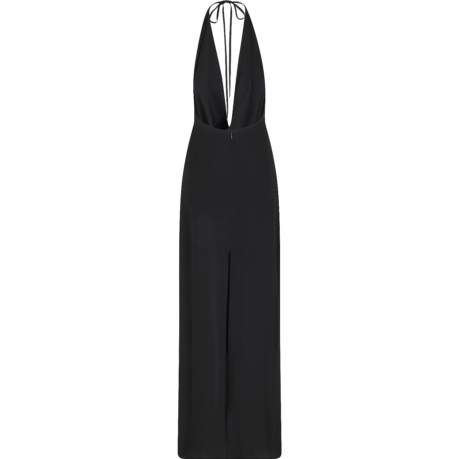 ABITO LUNGO SCOLLO PROFONDO HALTER NECK E SCHIENA SCOPERTA IN CREPE DE CHINE