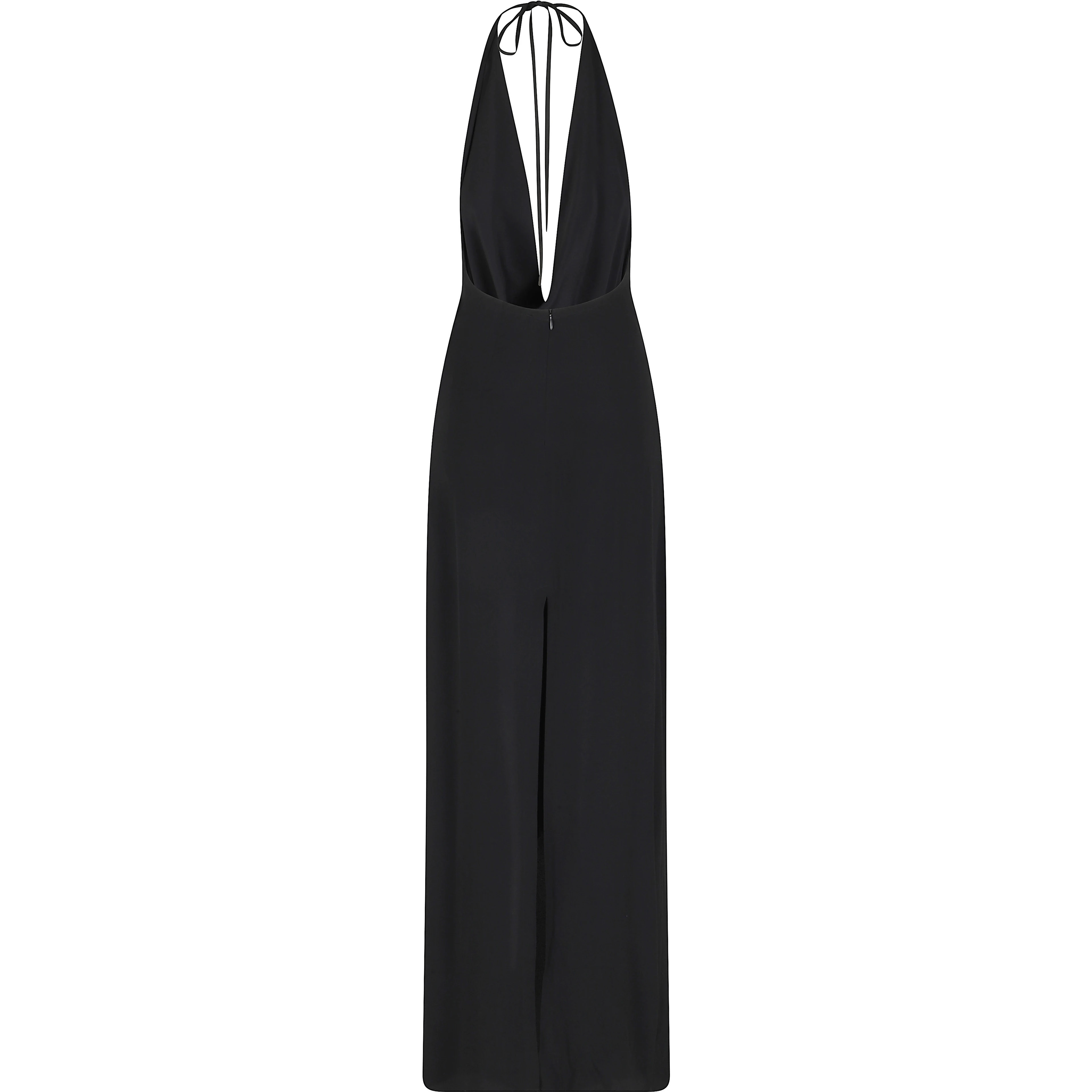 ABITO LUNGO SCOLLO PROFONDO HALTER NECK E SCHIENA SCOPERTA IN CREPE DE CHINE