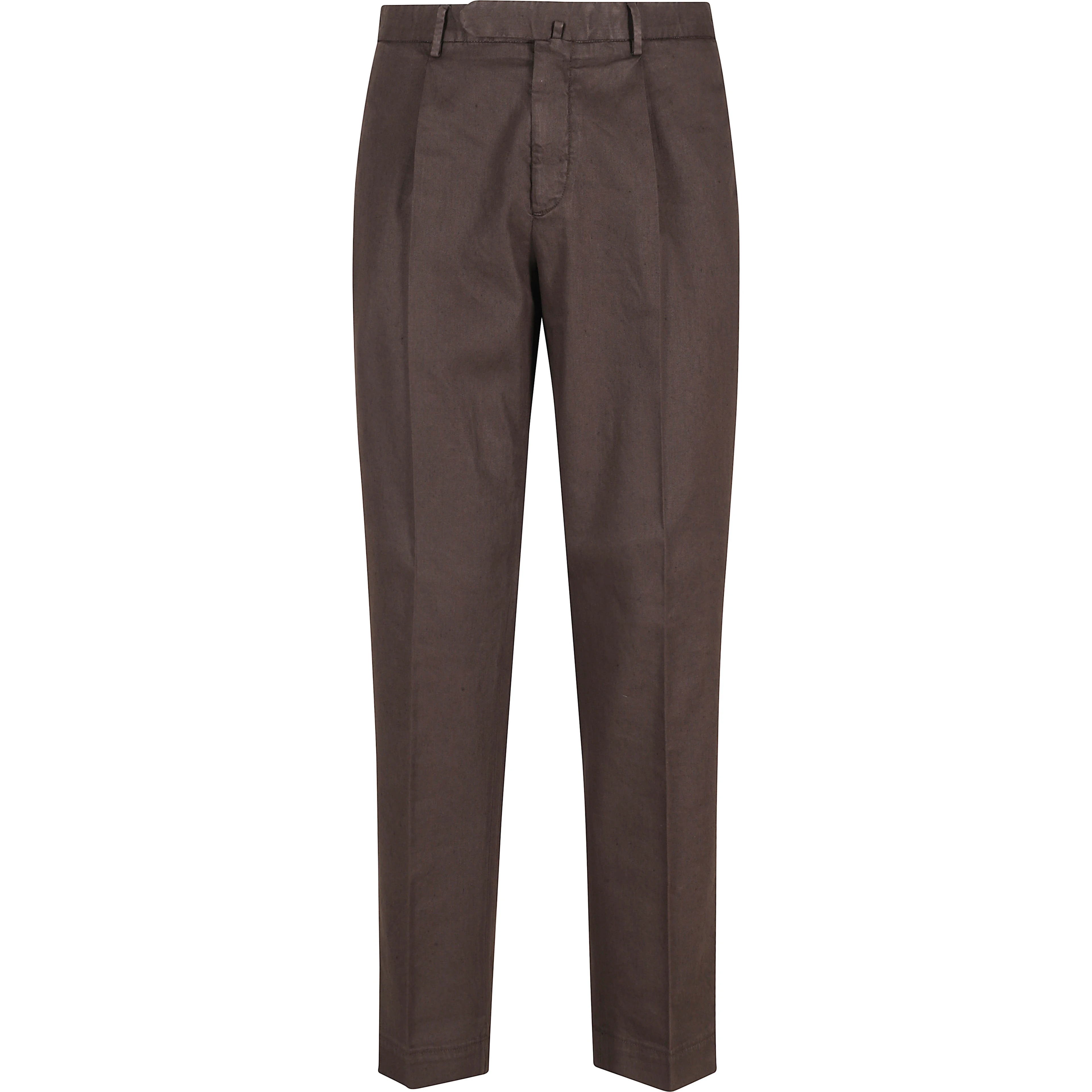 PANTALONE GABARDINA IN COTONE LINO STRETCH TINTA UNITA