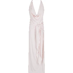 ABITO LUNGO SCOLLO PROFONDO HALTER NECK E SCHIENA SCOPERTA IN CREPE DE CHINE