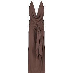 ABITO LUNGO SCOLLO PROFONDO HALTER NECK E SCHIENA SCOPERTA IN CREPE DE CHINE