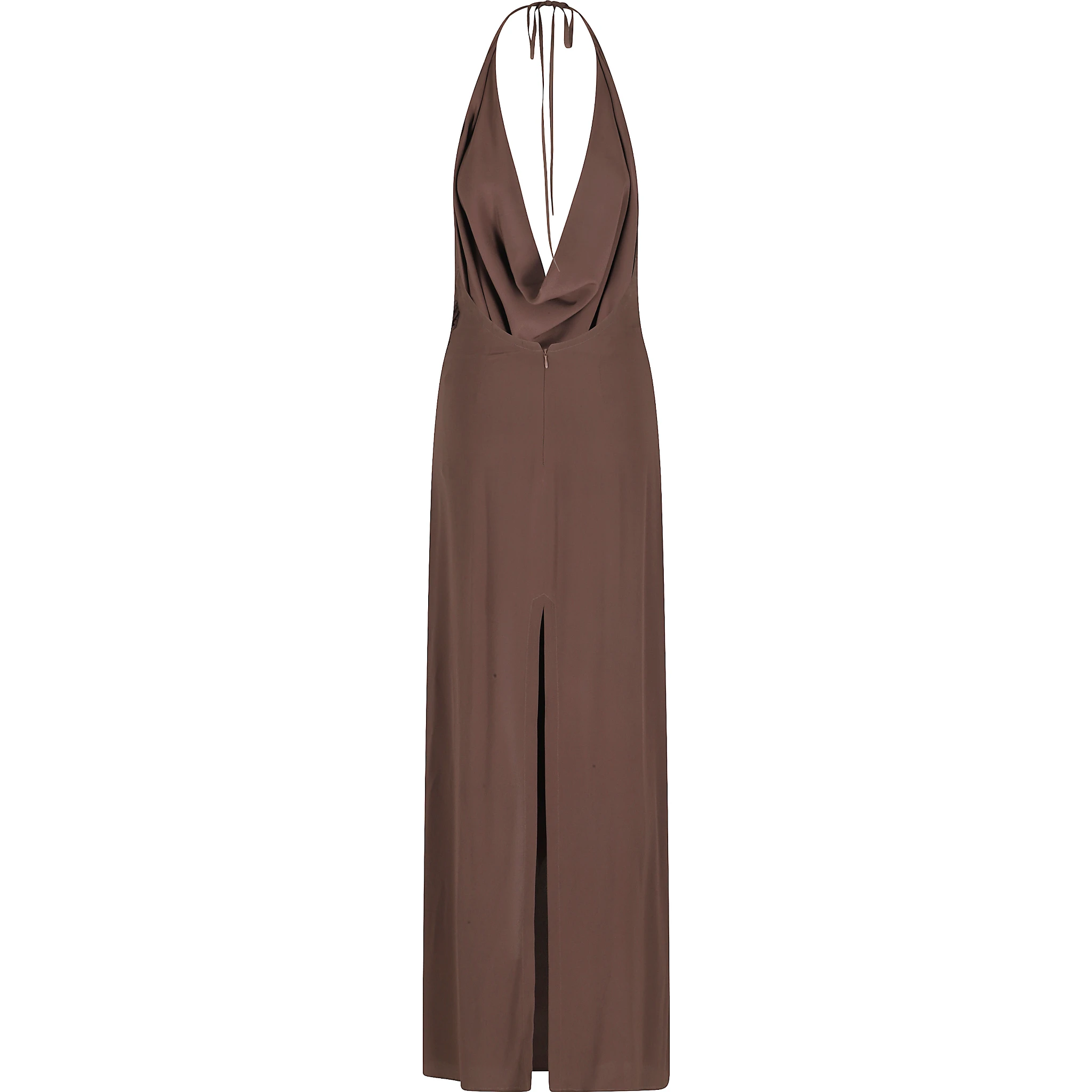 ABITO LUNGO SCOLLO PROFONDO HALTER NECK E SCHIENA SCOPERTA IN CREPE DE CHINE