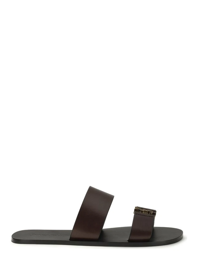 Brown Calf Leather Bos Taurus Flat Sandals