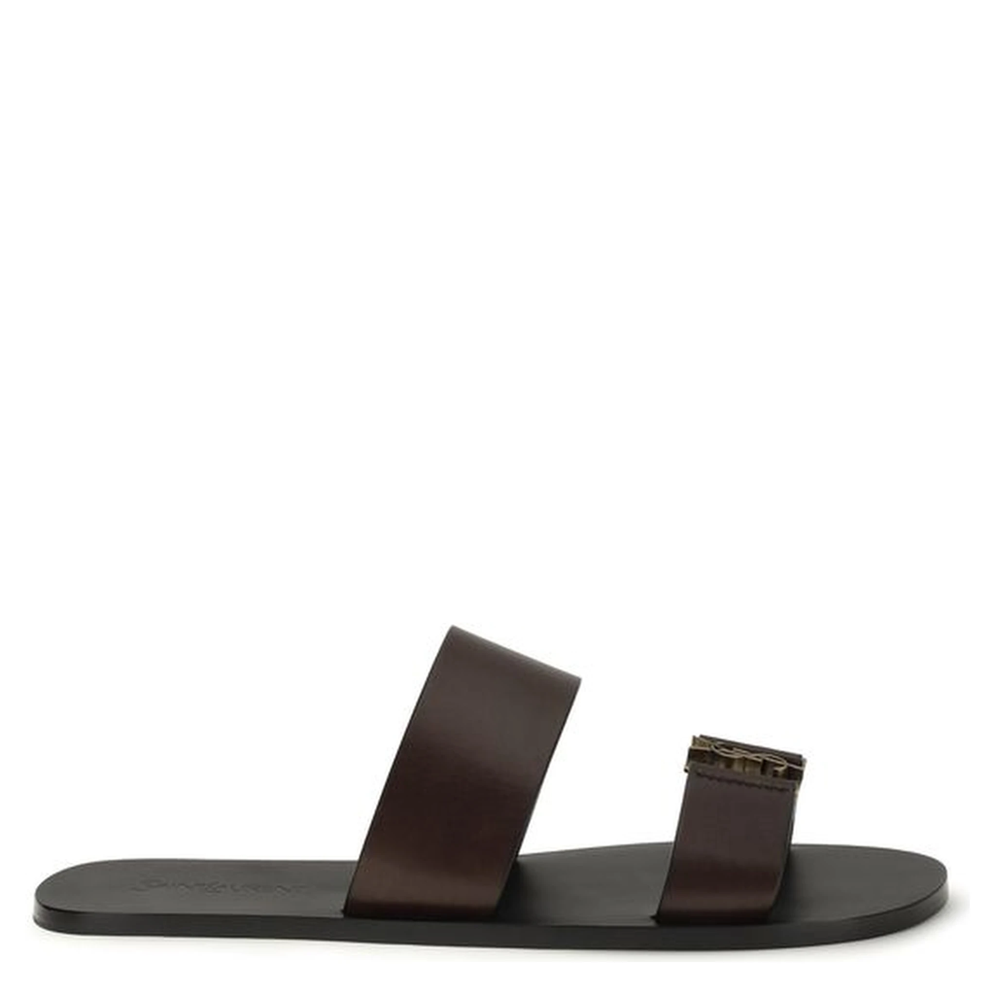 Brown Calf Leather Bos Taurus Flat Sandals