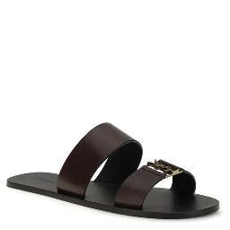 Brown Calf Leather Bos Taurus Flat Sandals
