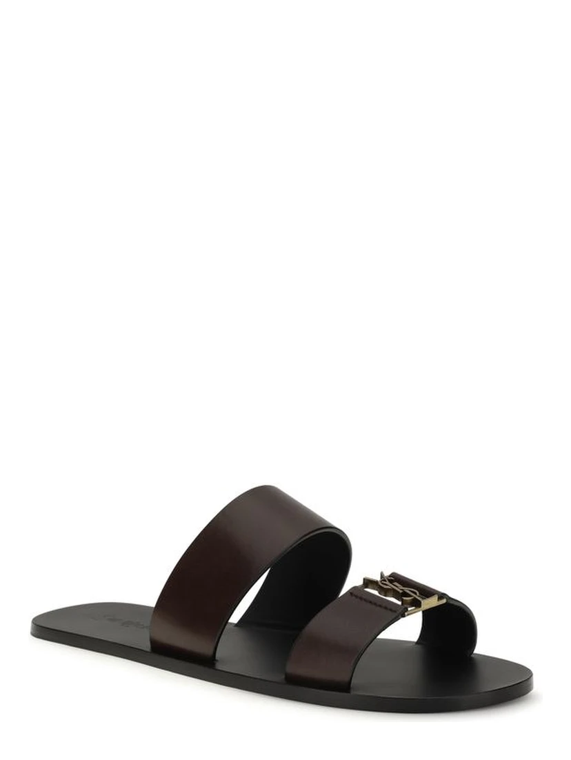 Brown Calf Leather Bos Taurus Flat Sandals