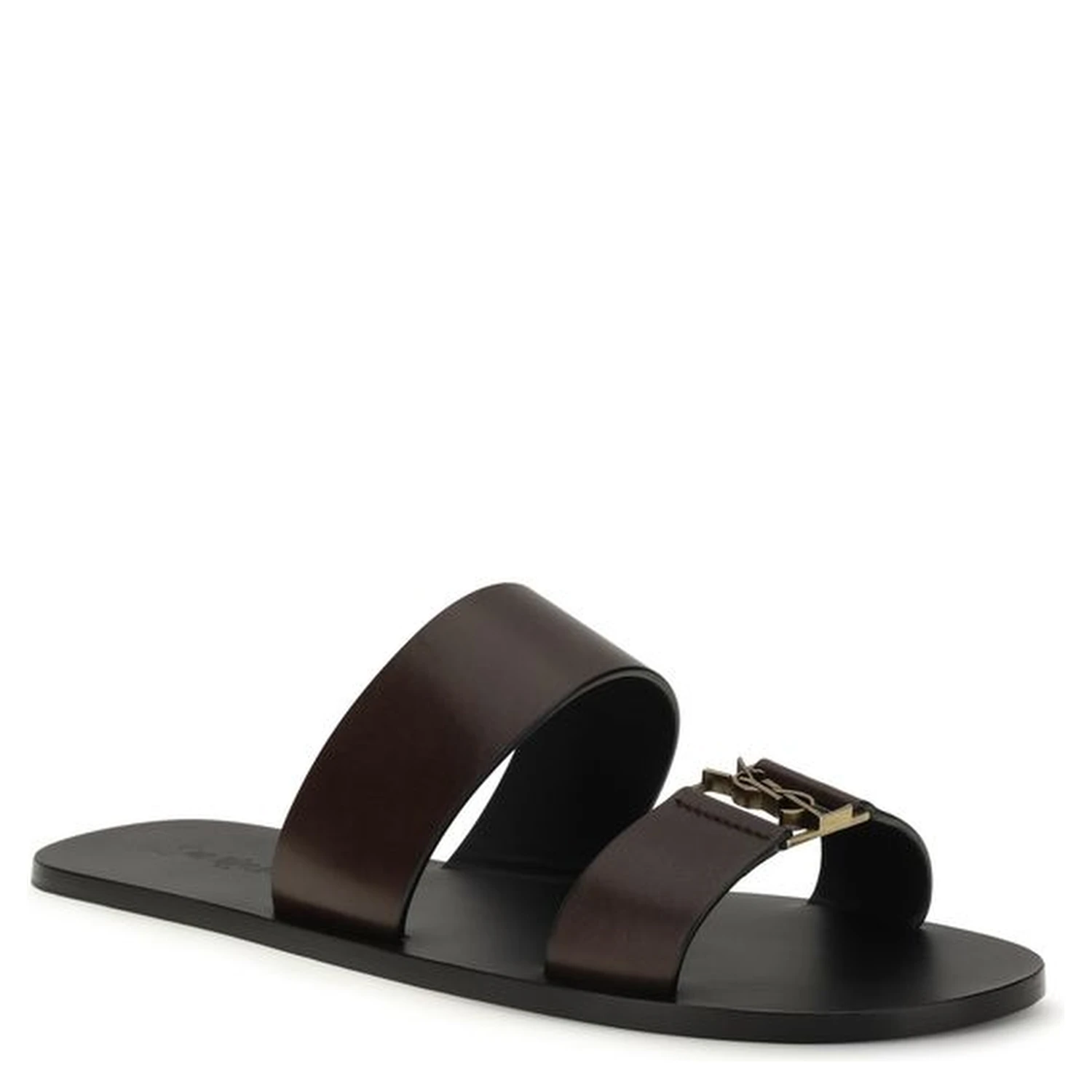 Brown Calf Leather Bos Taurus Flat Sandals
