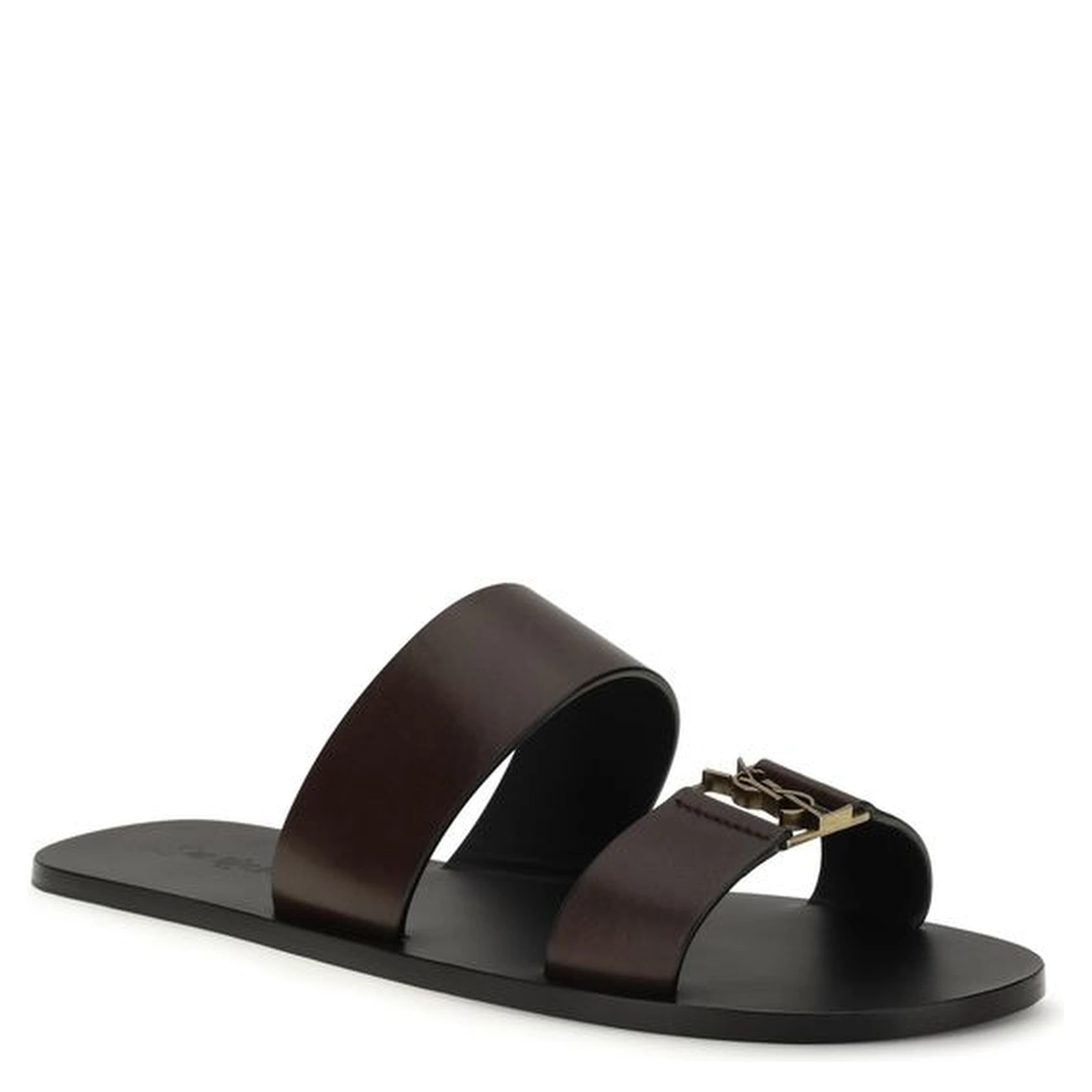 Brown Calf Leather Bos Taurus Flat Sandals