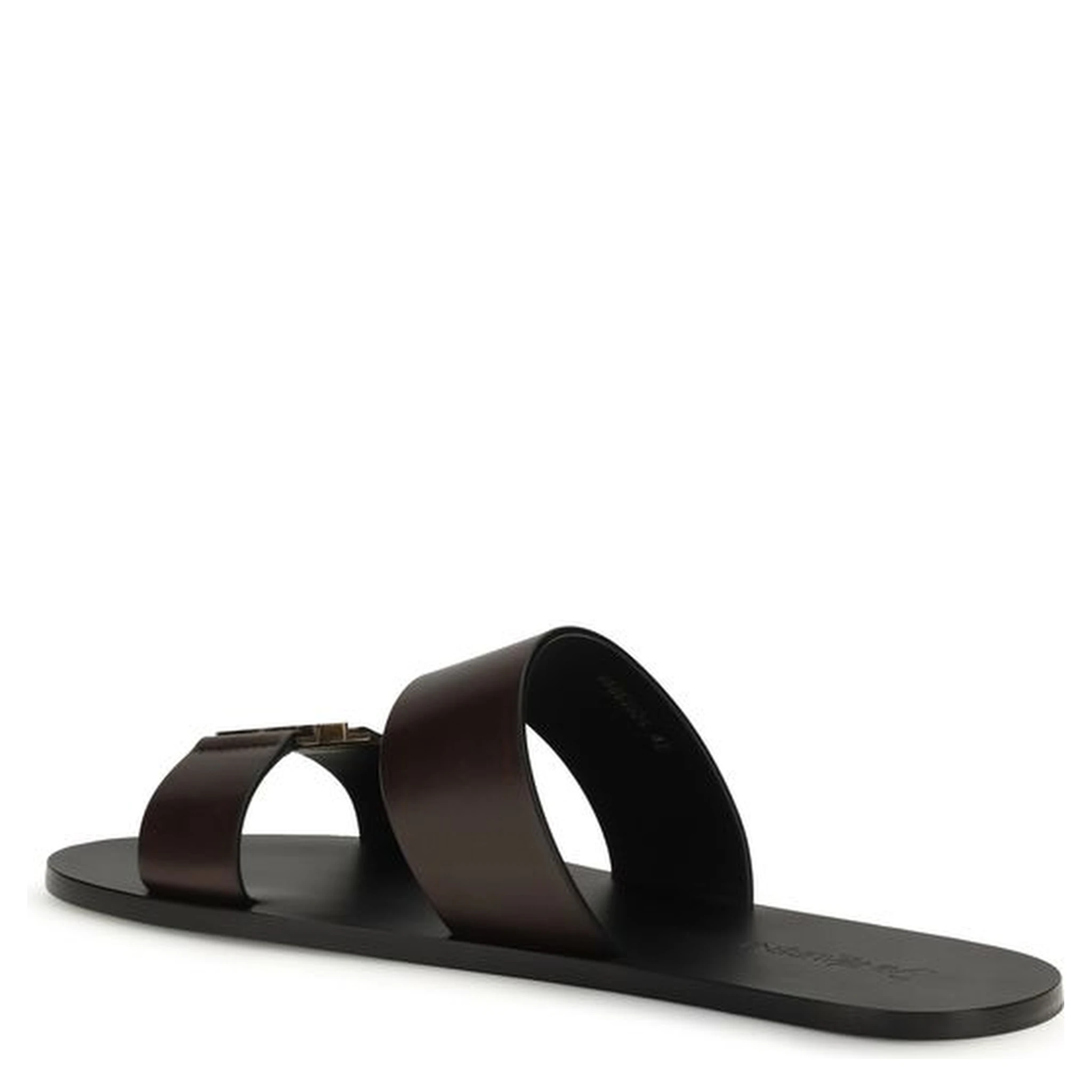 Brown Calf Leather Bos Taurus Flat Sandals