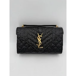 SAINT LAURENT ENVELOPE SMALL in Black Grained Leather Handbag