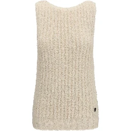 Beige Cotton Sleeveles Sweater