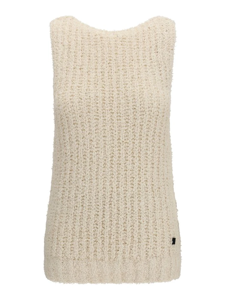 Beige Cotton Sleeveles Sweater