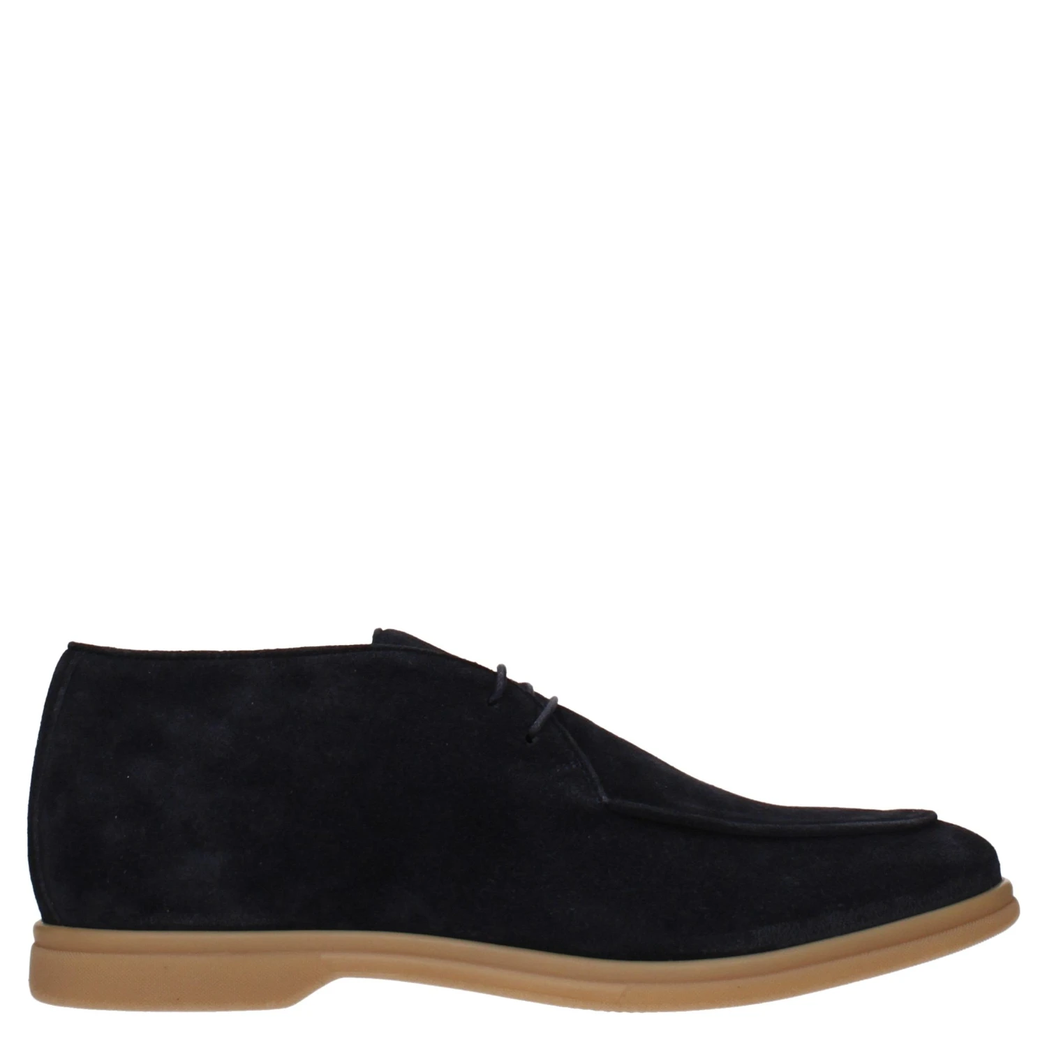 Blue Leather Lace-Up Boots