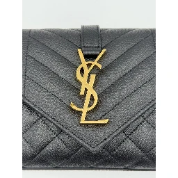 SAINT LAURENT ENVELOPE SMALL in Black Grained Leather Handbag