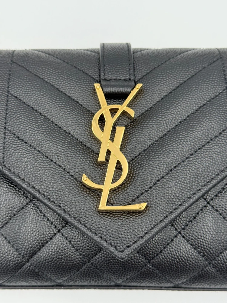 SAINT LAURENT ENVELOPE SMALL in Black Grained Leather Handbag alternative
