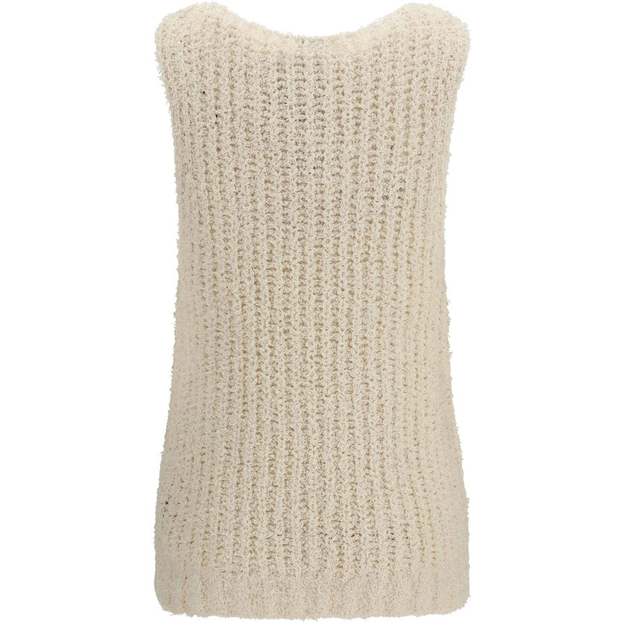 Beige Cotton Sleeveles Sweater