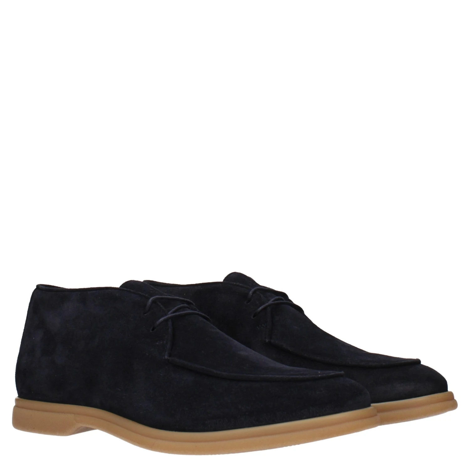 Blue Leather Lace-Up Boots