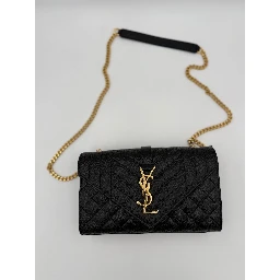 SAINT LAURENT ENVELOPE SMALL in Black Grained Leather Handbag