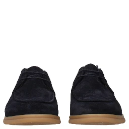 Blue Leather Lace-Up Boots