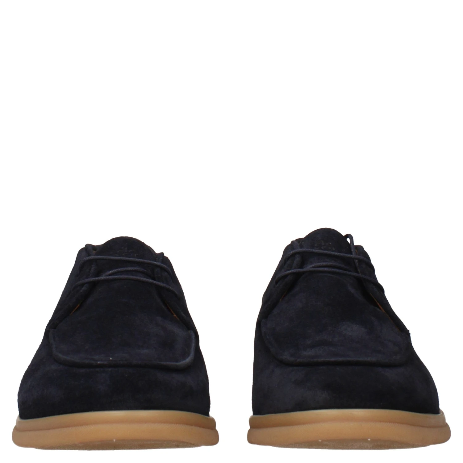 Blue Leather Lace-Up Boots