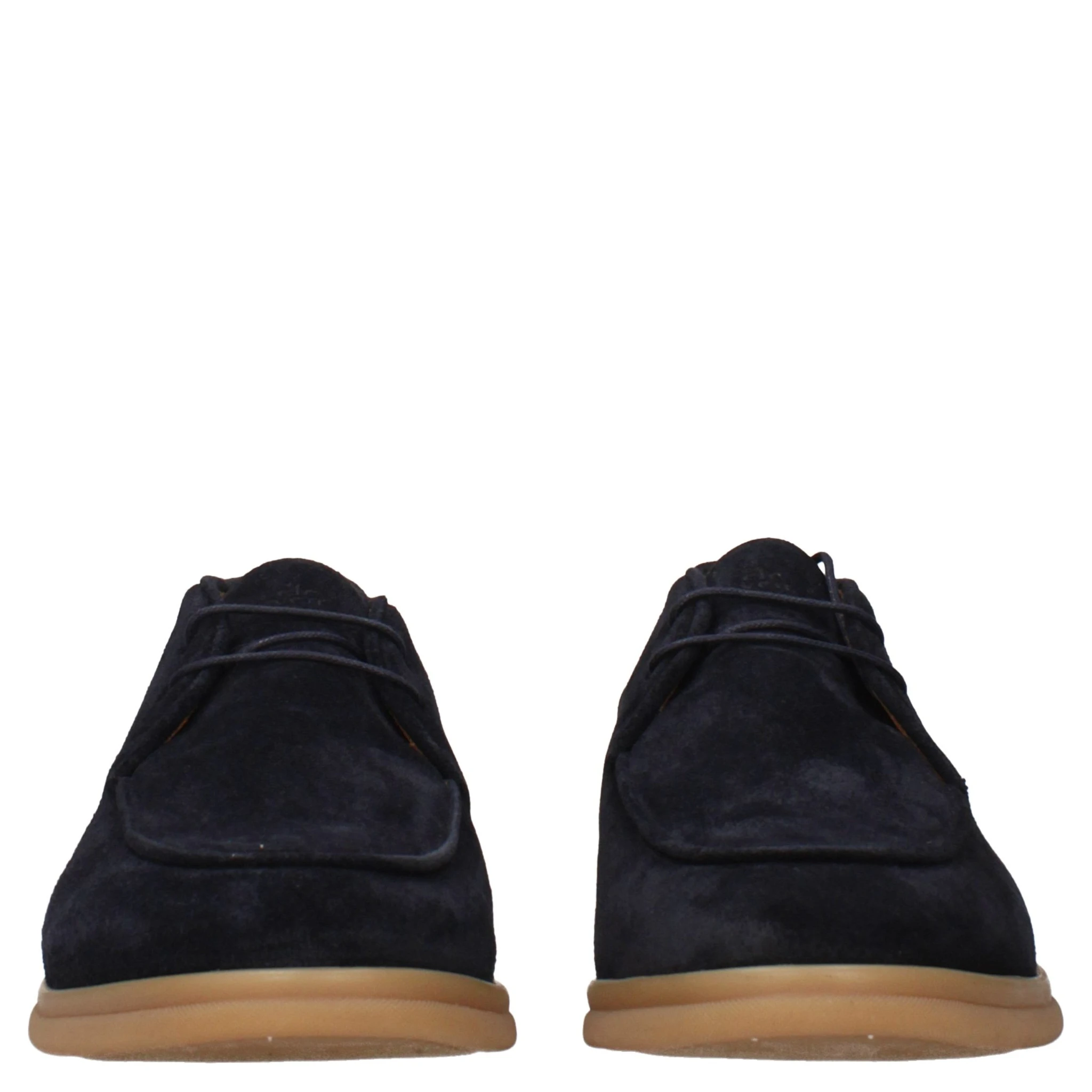 Blue Leather Lace-Up Boots