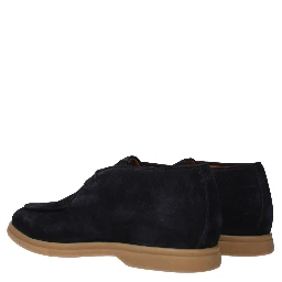 Blue Leather Lace-Up Boots