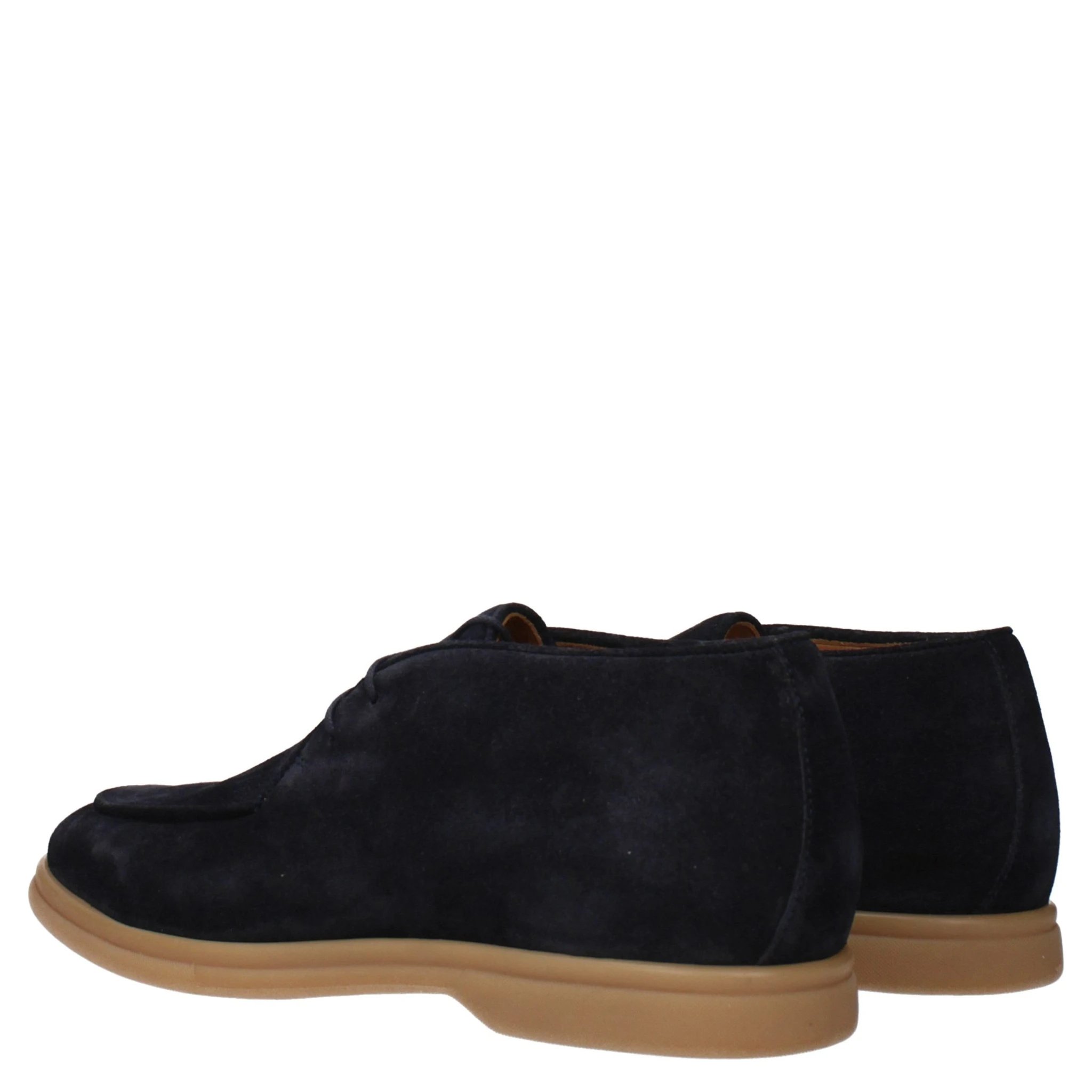 Blue Leather Lace-Up Boots