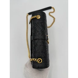 SAINT LAURENT ENVELOPE SMALL in Black Grained Leather Handbag