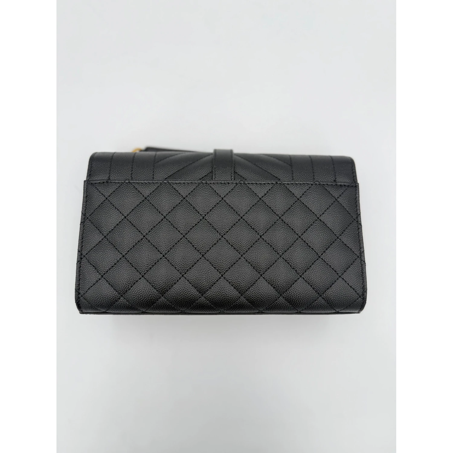 SAINT LAURENT ENVELOPE SMALL in Black Grained Leather Handbag