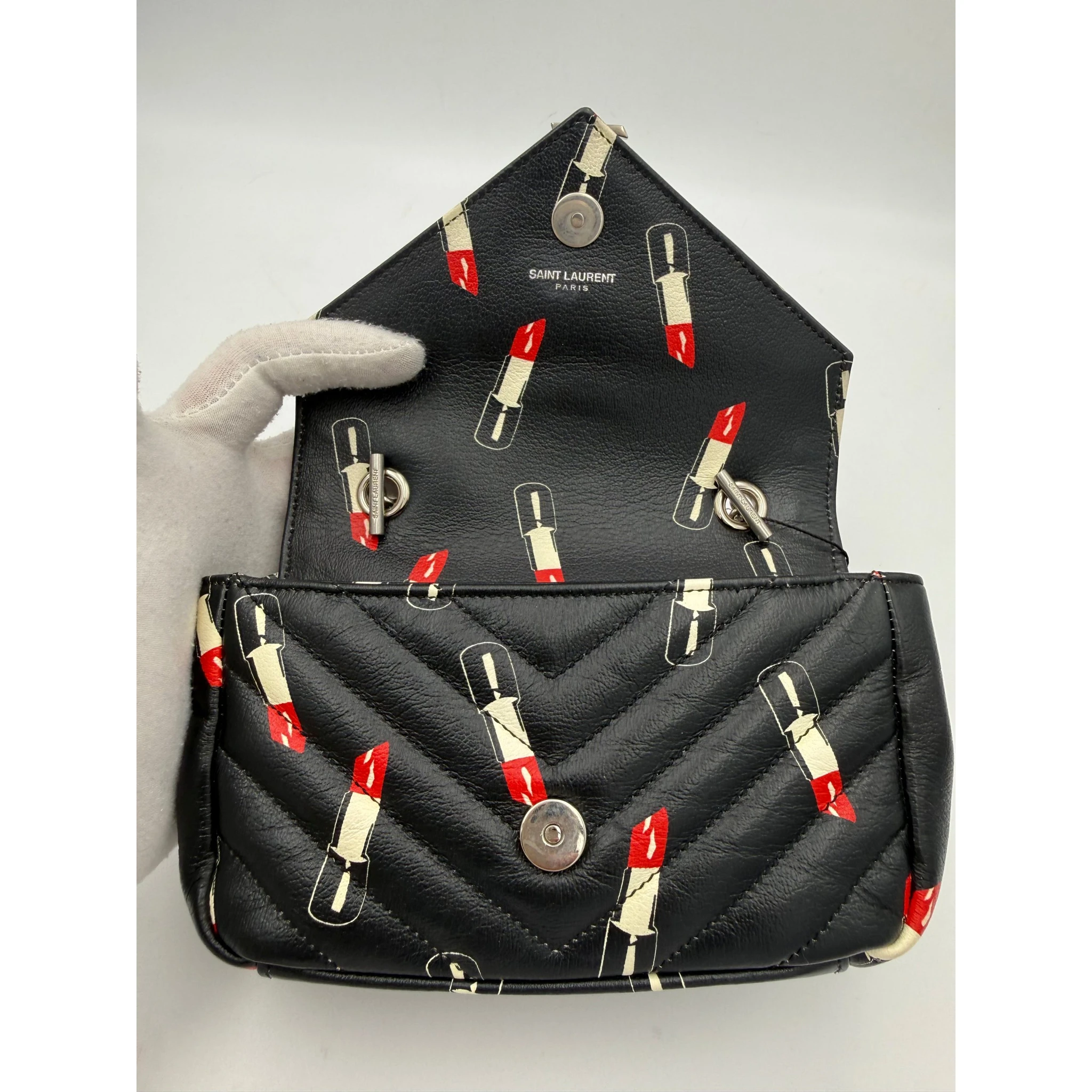 SAINT LAURENT MINI COLLEGE Lip Stick Handbag
