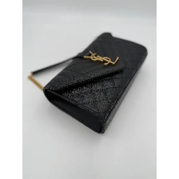 SAINT LAURENT ENVELOPE SMALL in Black Grained Leather Handbag