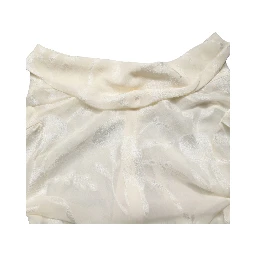 Off White Floral Semi Sheer Silk Blouse Top