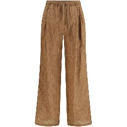 Brown Linen Casual Pants