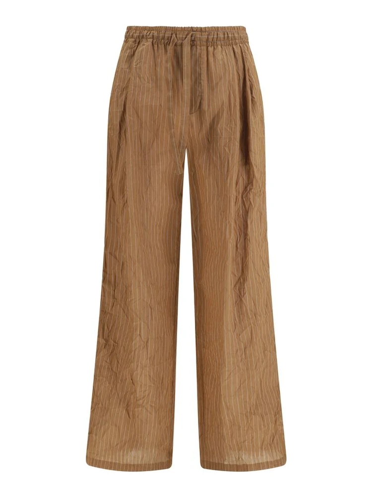 Brown Linen Casual Pants