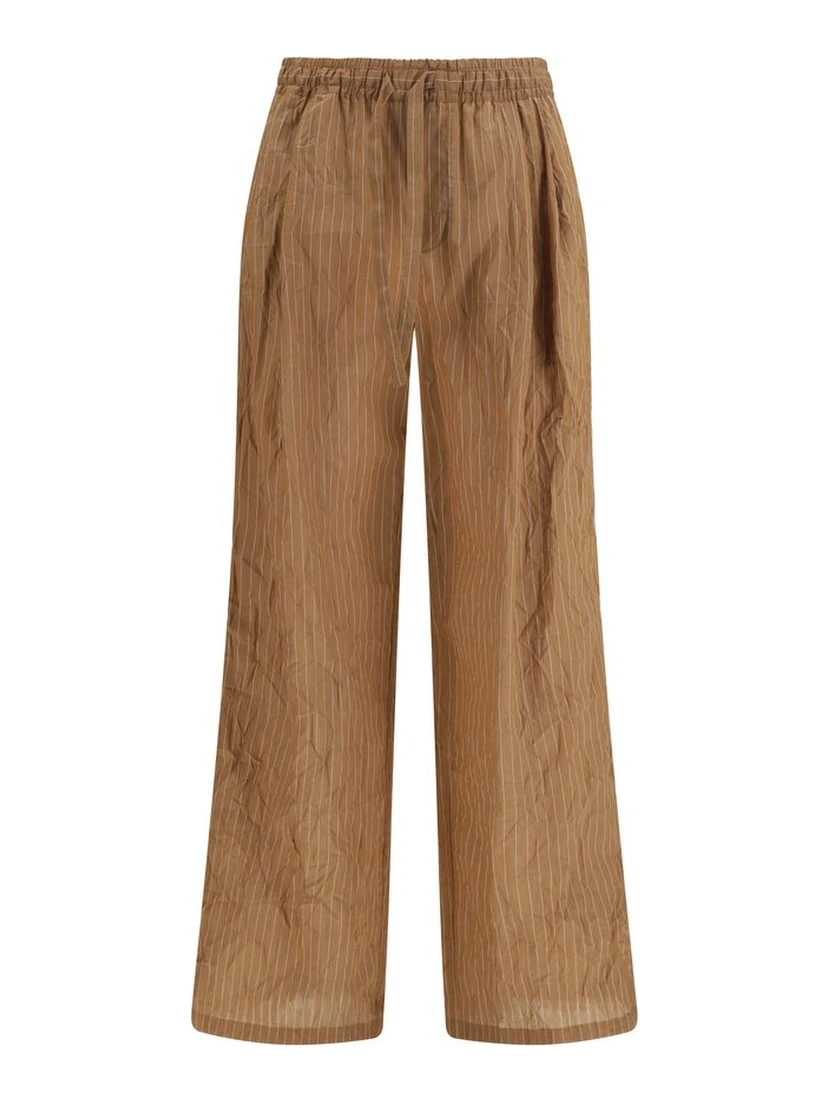 Brown Linen Casual Pants