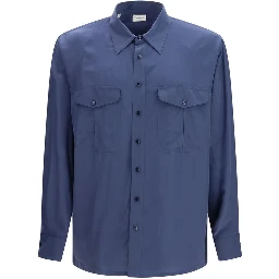 Blue Viscose Dress Shirt