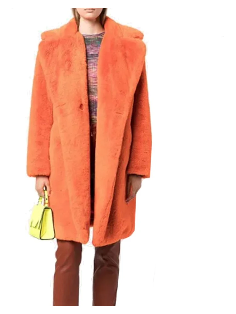 Orange Faux Fur Coat