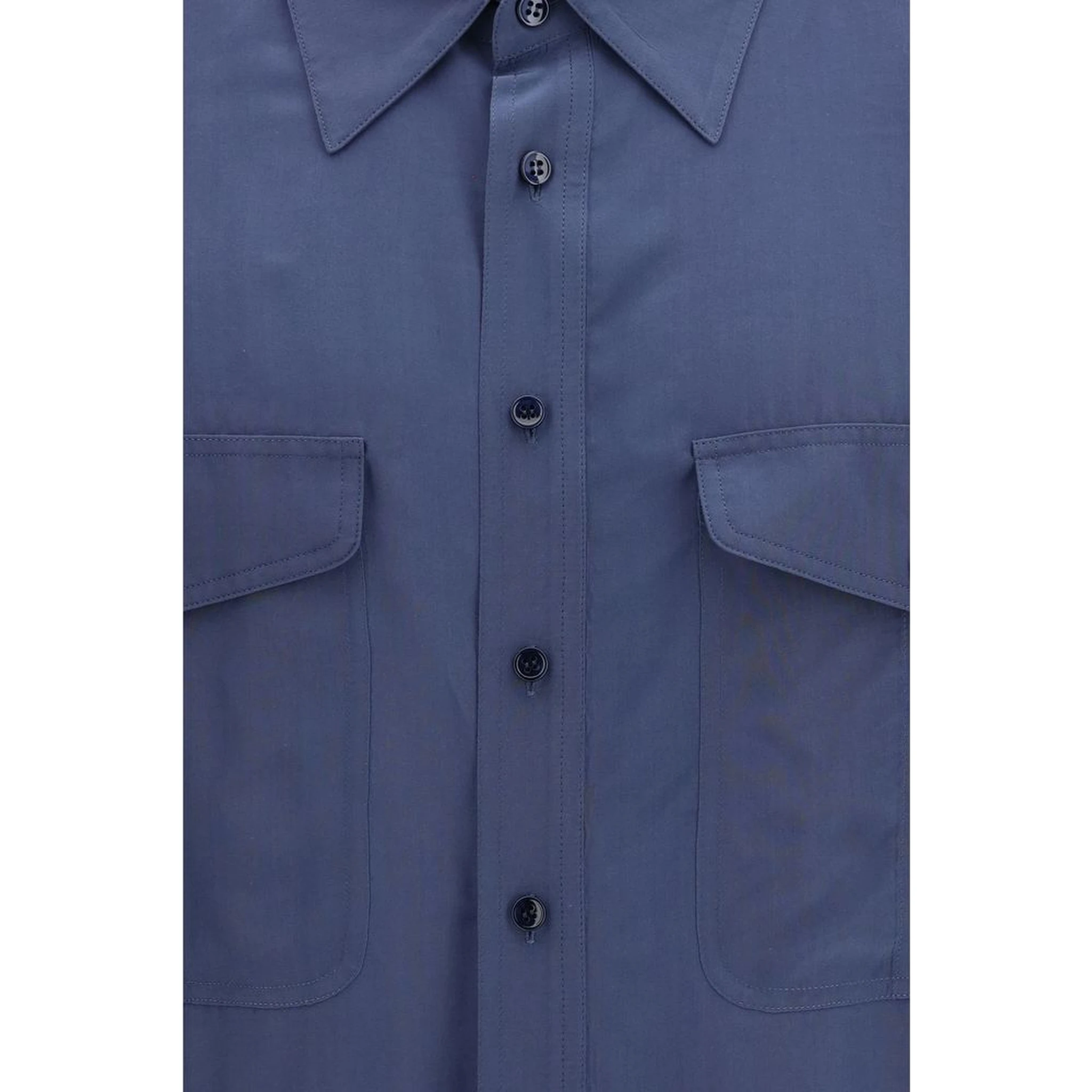 Blue Viscose Dress Shirt