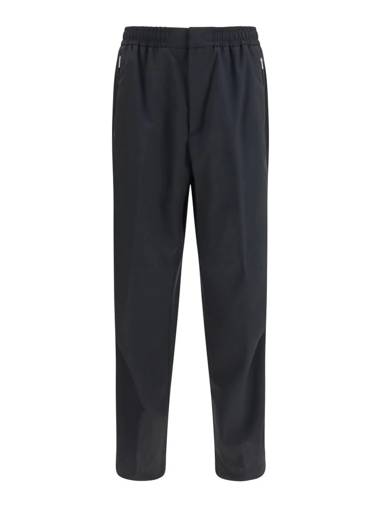 Black Polyester Casual Pants
