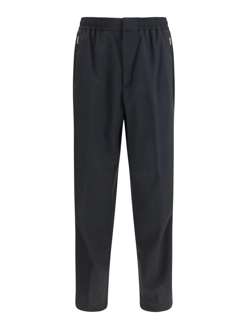 Black Polyester Casual Pants