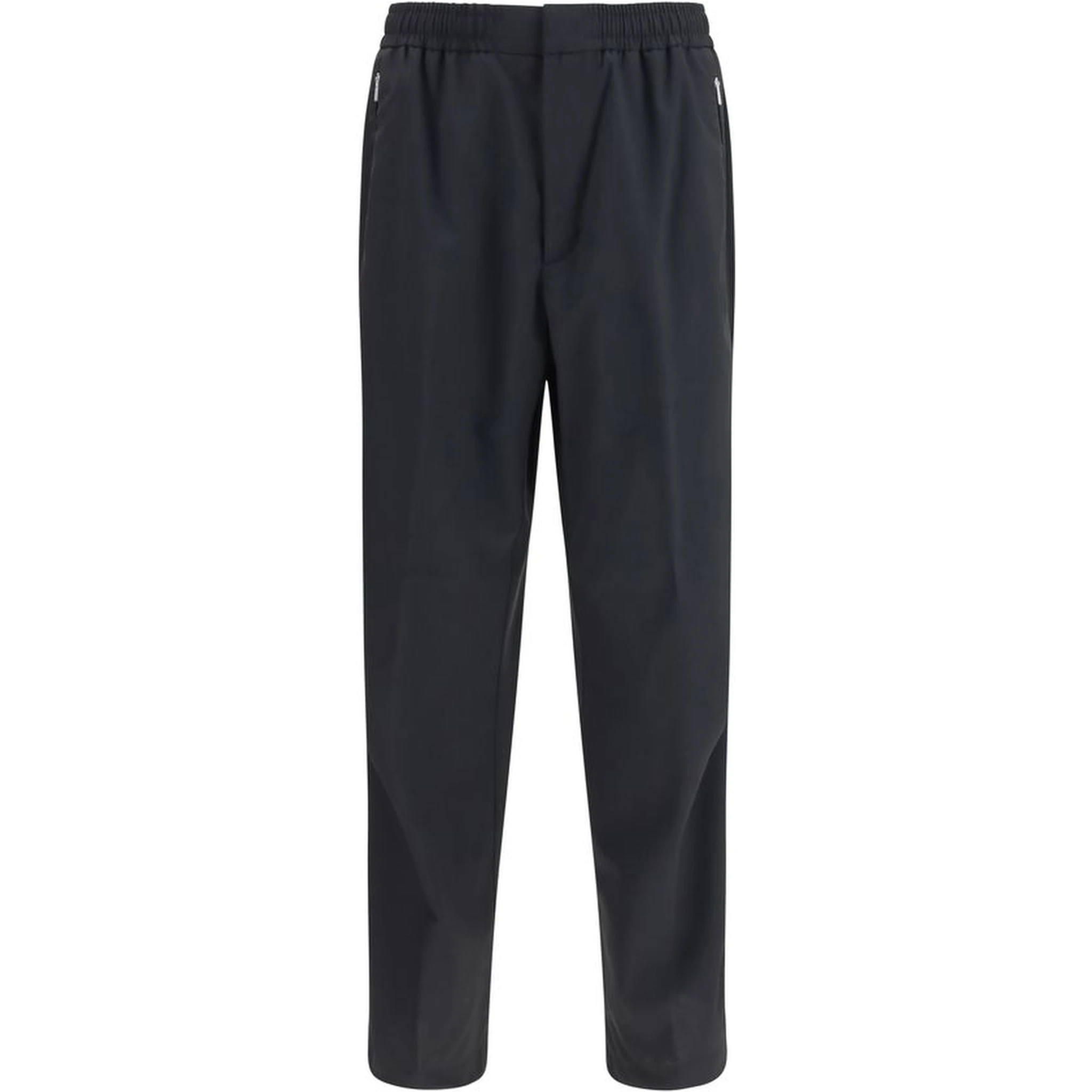 Black Polyester Casual Pants