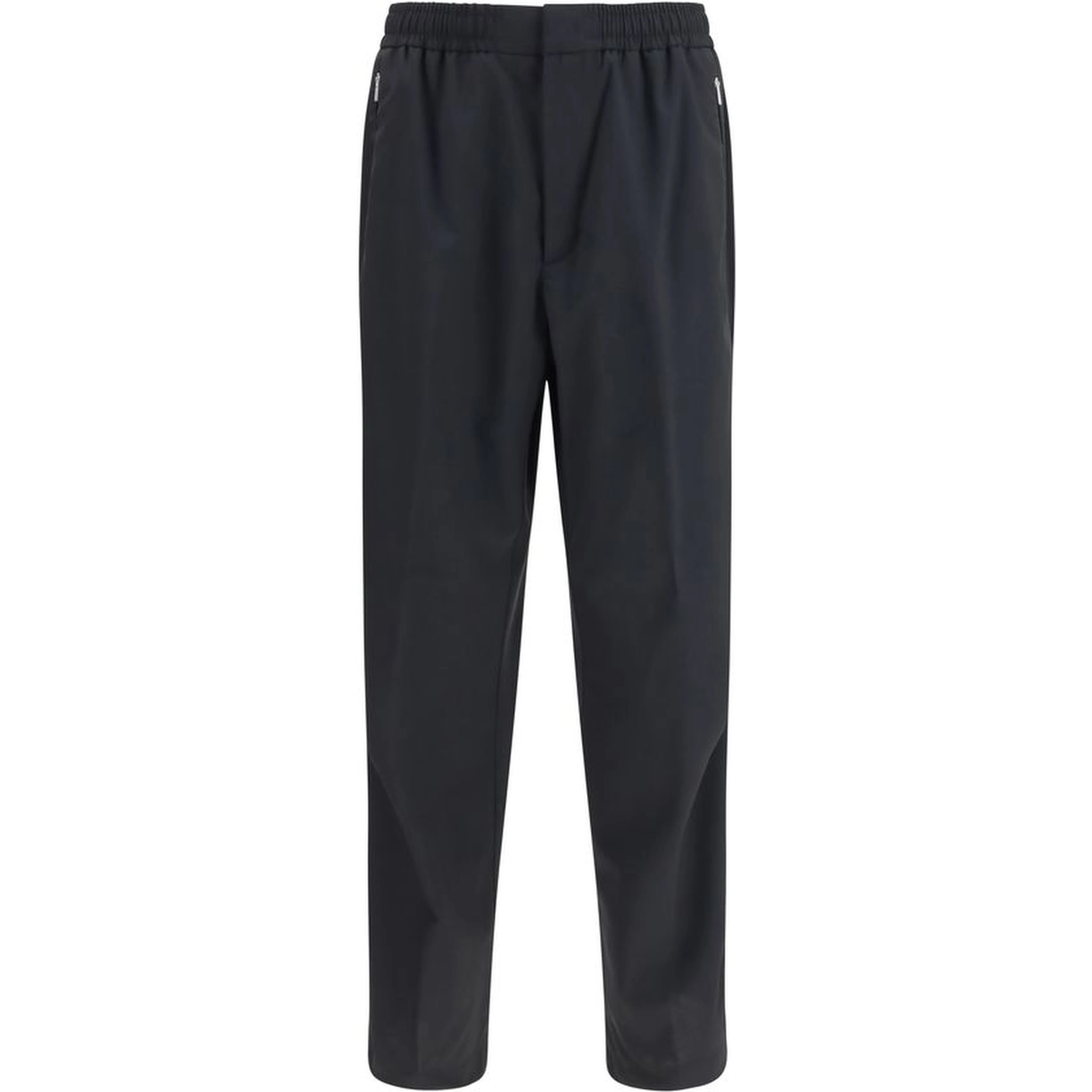 Black Polyester Casual Pants