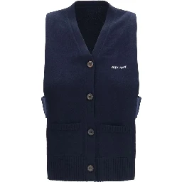 Blue Cashmere Sleeveles Sweater