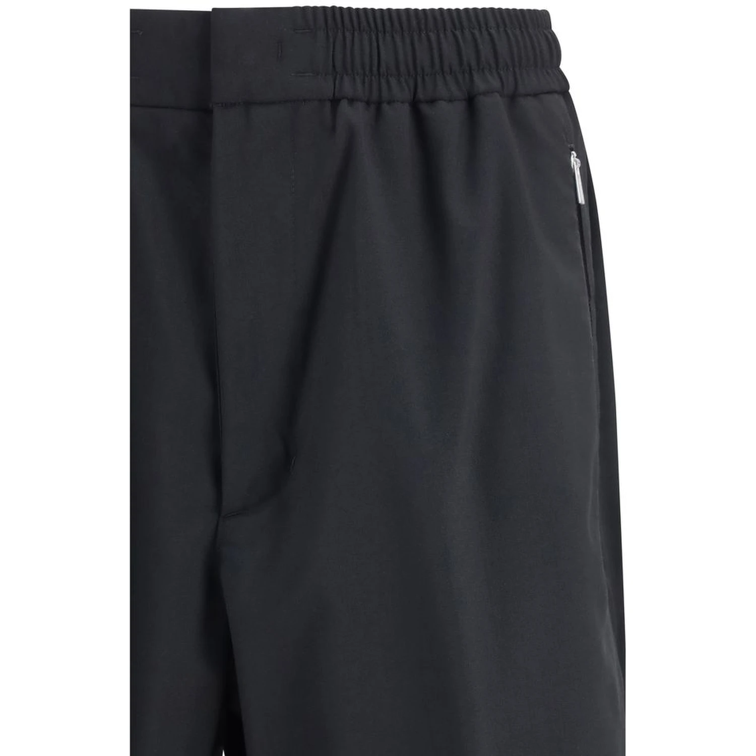 Black Polyester Casual Pants
