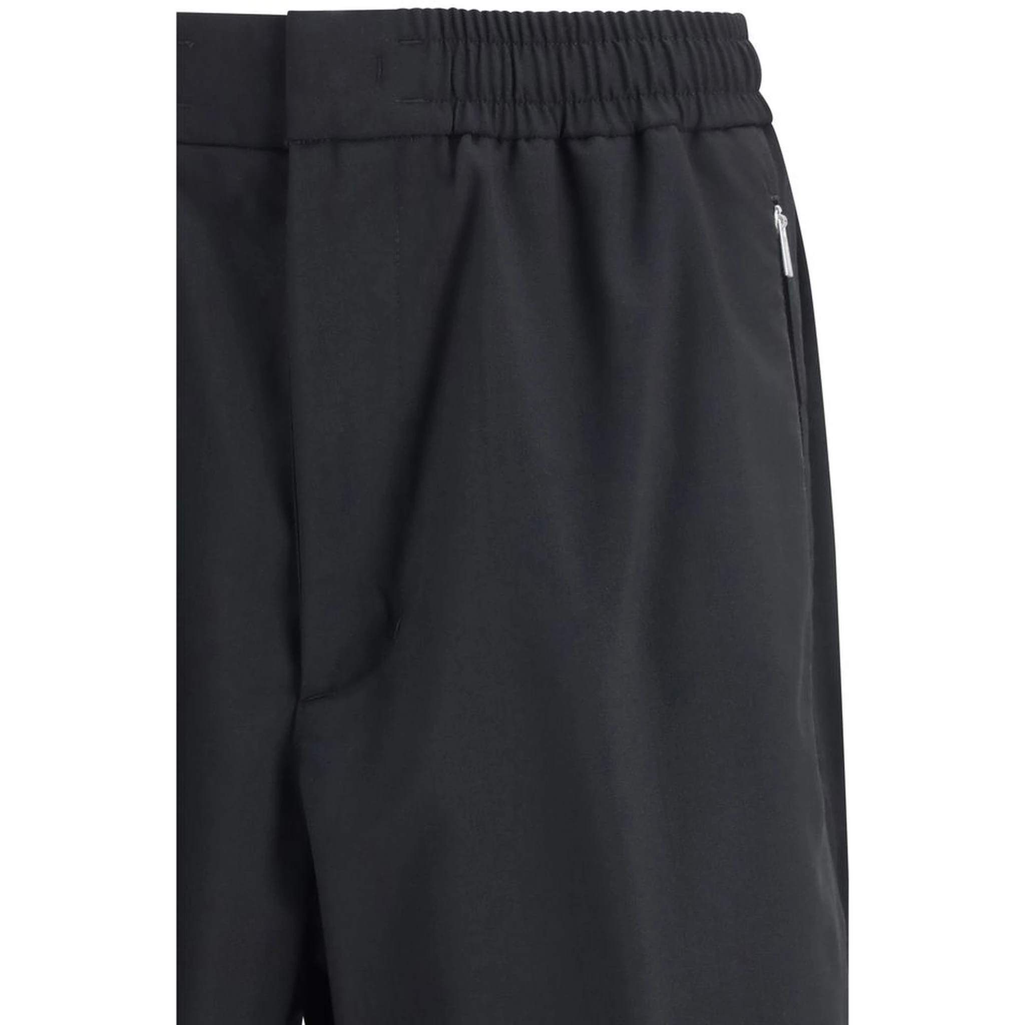 Black Polyester Casual Pants