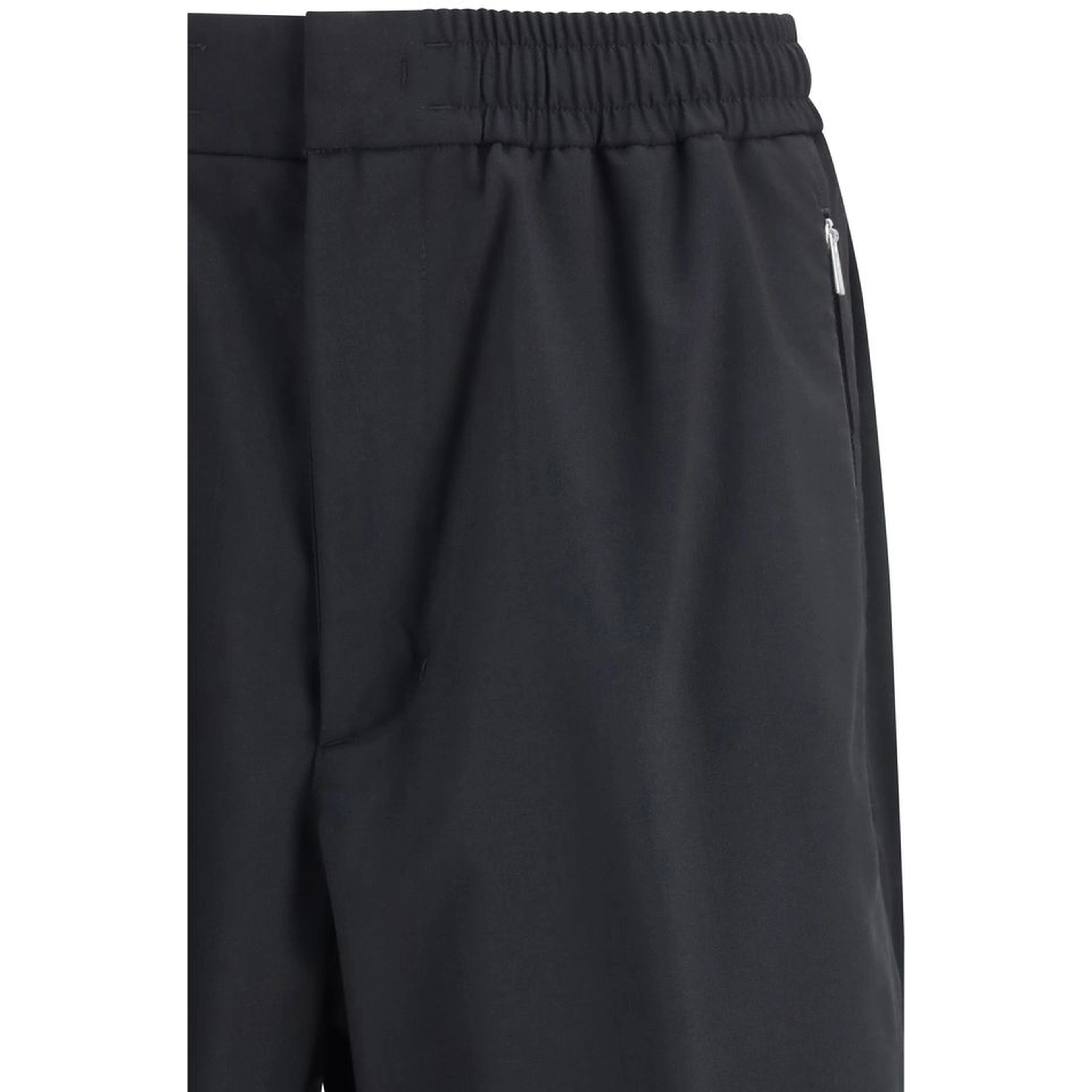 Black Polyester Casual Pants