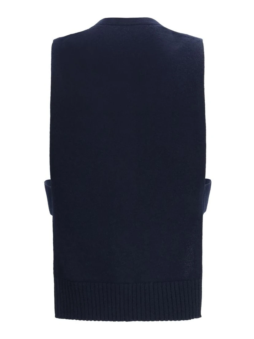 Blue Cashmere Sleeveles Sweater