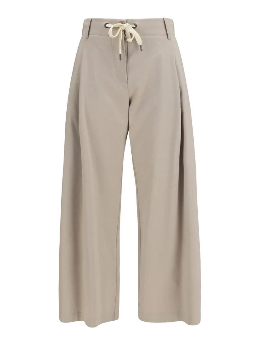 Beige Cotton Casual Pants