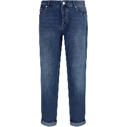Blue Cotton Relaxed Fit Jeans
